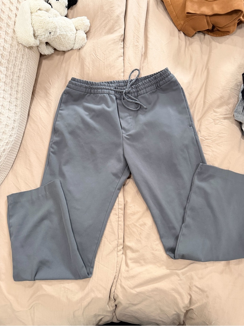 Zara Men's Drawstring Joggers in Blue Grey